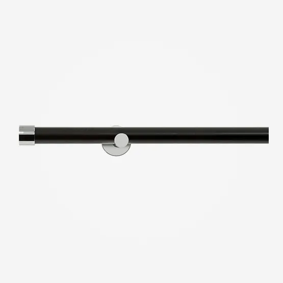 28mm Allure Signature Matt Black With Chrome End Cap Eyelet pole