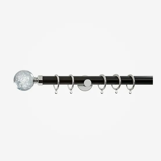 28mm Allure Signature Matt Black With Chrome Glass Bubbles pole