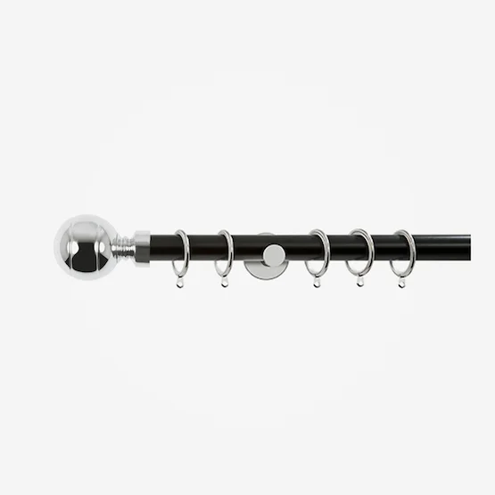28mm Allure Signature Matt Black With Chrome Ribbed Ball pole