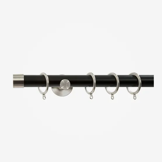 28mm Allure Signature Matt Black With Stainless Steel End Cap pole
