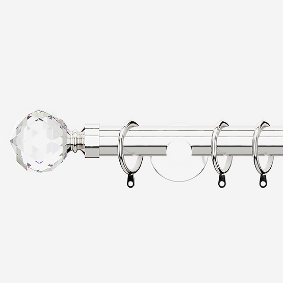 28mm Allure Signature Polished Chrome Crystal Curtain Pole