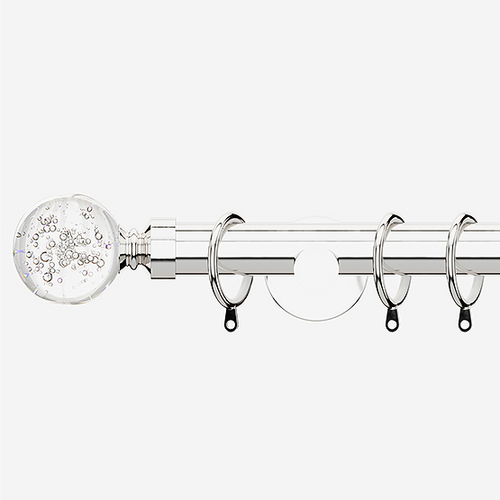 28mm Allure Signature Polished Chrome Glass Bubbles Curtain Pole