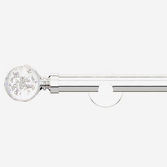28mm Allure Signature Polished Chrome Glass Bubbles Eyelet Curtain Pole