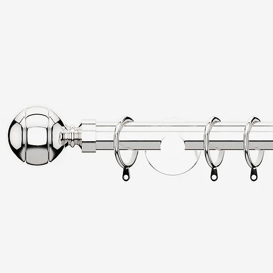 28mm Allure Signature Polished Chrome Ribbed Ball pole