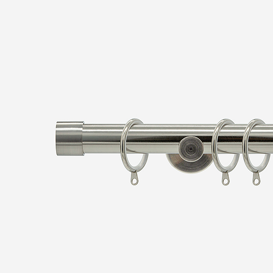 28mm Allure Signature Stainless Steel Effect End Cap Curtain Pole
