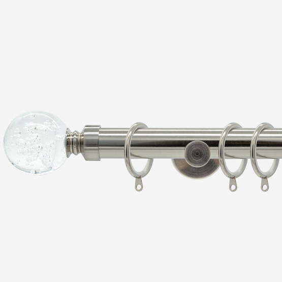 28mm Allure Signature Stainless Steel Glass Bubbles Curtain Pole