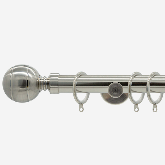 28mm Allure Signature Stainless Steel Ribbed Ball Curtain Pole