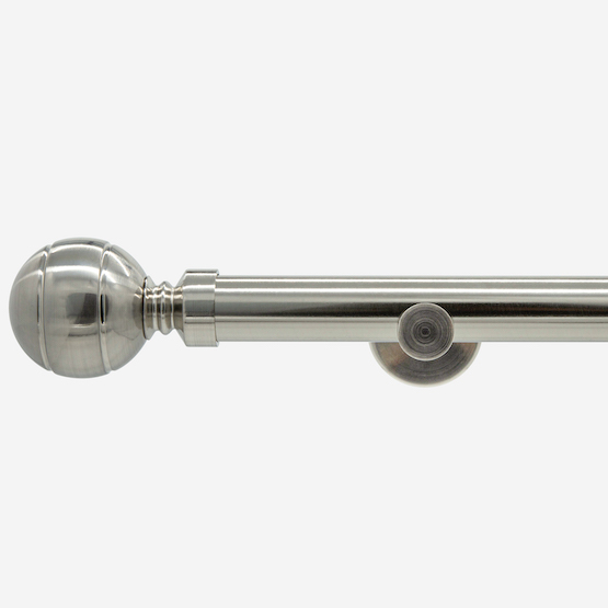 28mm Allure Signature Stainless Steel Ribbed Ball Eyelet Curtain Pole