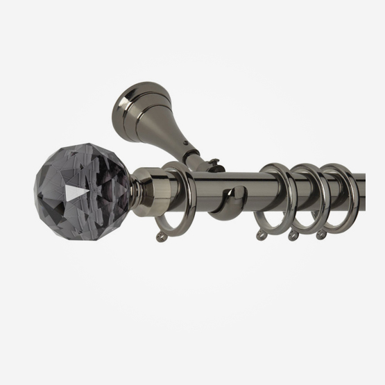 28mm Neo Premium Black Nickel Smoked Faceted Ball Curtain Pole