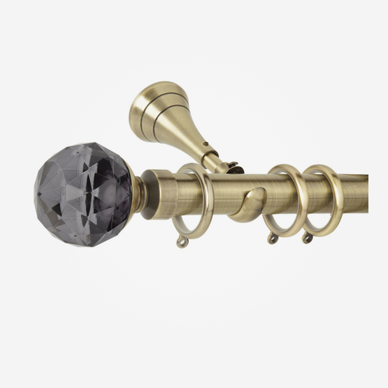 28mm Neo Premium Spun Brass Smoked Faceted Ball Curtain Pole