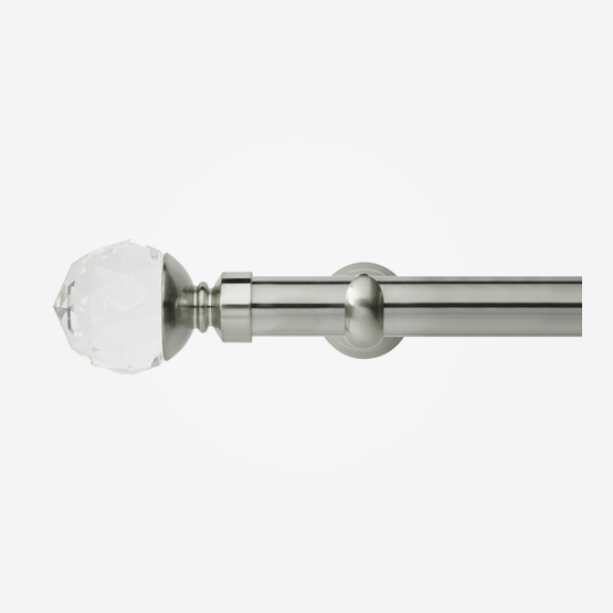 28mm Neo Premium Stainless Steel Clear Faceted Ball Eyelet Curtain Pole