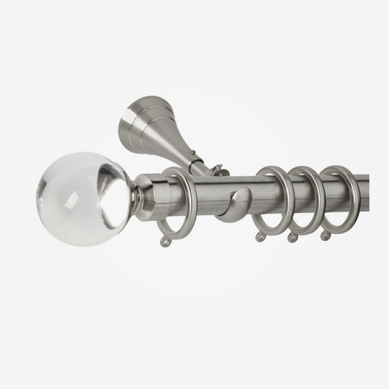 28mm Neo Premium Stainless Steel Plain Clear Ball Curtain Pole