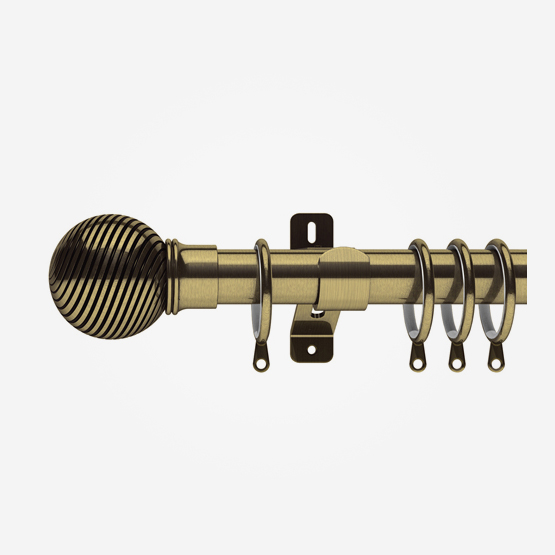 28mm Swish Elements Curzon Antique Brass Swirl Ball Curtain Pole