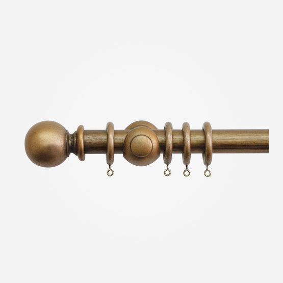 30mm Cathedral Antique Gold Plain Ball Finial Curtain Pole