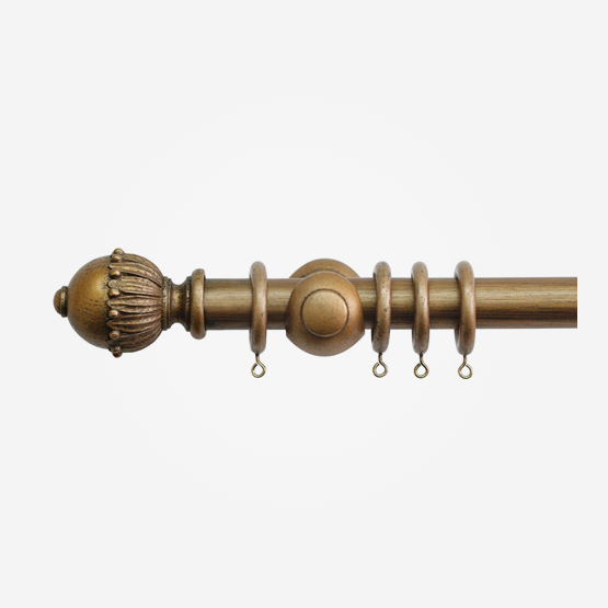 30mm Cathedral Antique Gold Wells Finial Curtain Pole