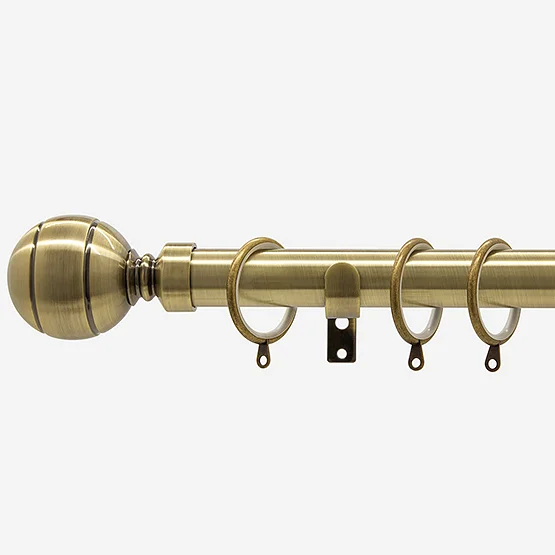 35mm Allure Classic Antique Brass Ribbed Ball Finial pole