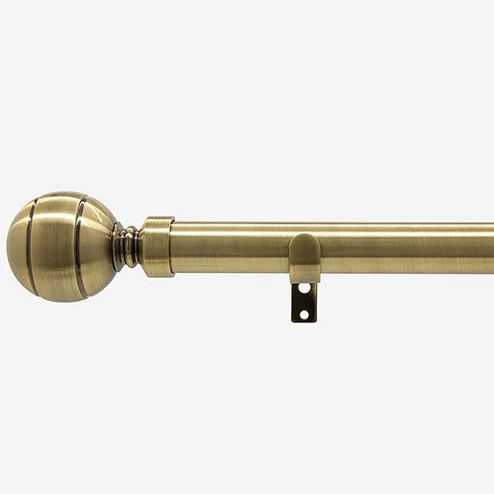 35mm Allure Classic Antique Brass Ribbed Ball Finial Eyelet pole