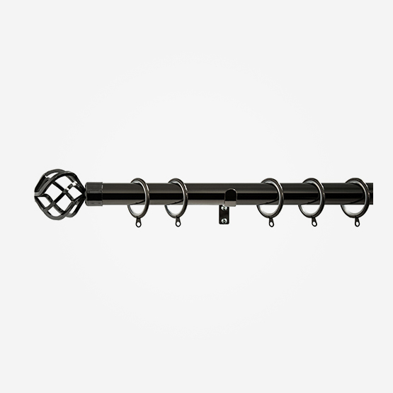 35mm Allure Classic Black Nickel Cage Finial Curtain Pole