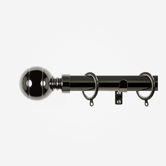 35mm Allure Classic Black Nickel Ribbed Ball Finial pole
