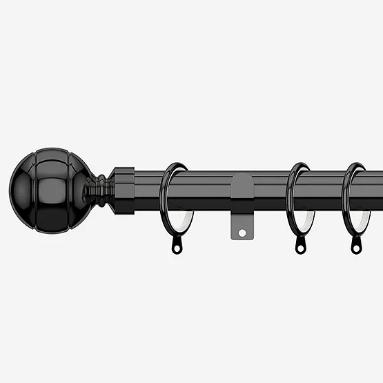 35mm Allure Classic Black Nickel Ribbed Ball Finial pole