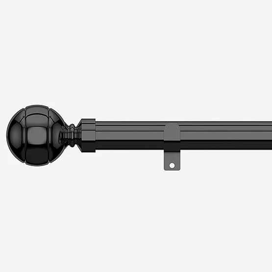35mm Allure Classic Black Nickel Ribbed Ball Finial Eyelet pole