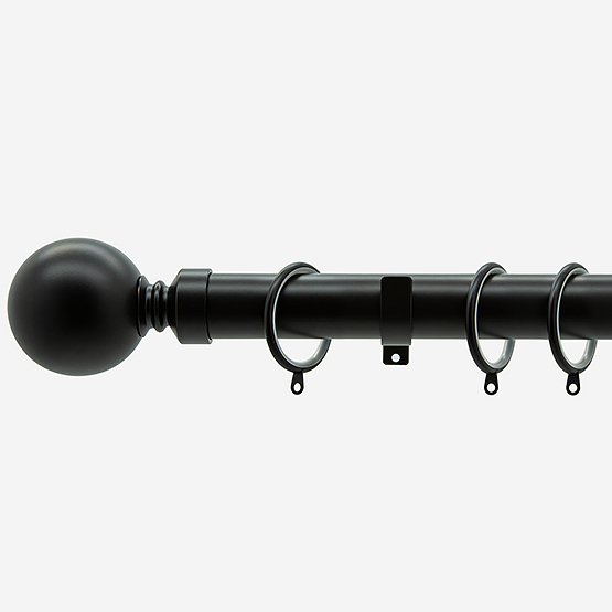 35mm Allure Classic Matt Black Ball Finial Curtain Pole
