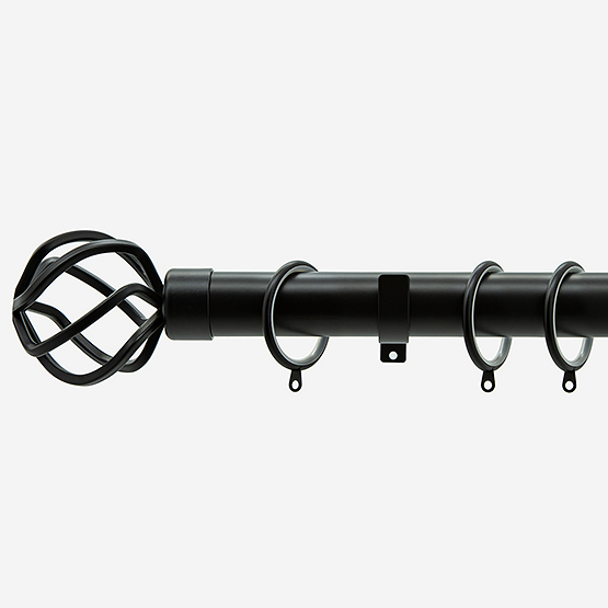 35mm Allure Classic Matt Black Cage Finial Curtain Pole