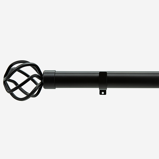 35mm Allure Classic Matt Black Cage Finial Eyelet Curtain Pole