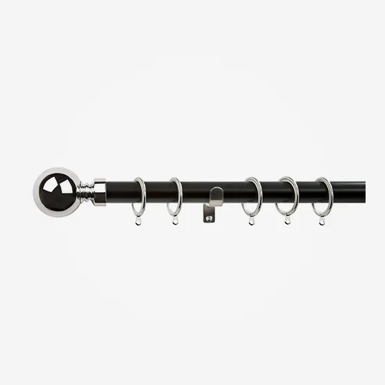 35mm Allure Classic Matt Black With Chrome Ball Finial pole