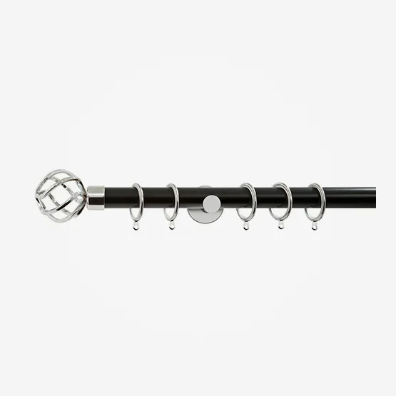 35mm Allure Classic Matt Black With Chrome Cage Finial pole