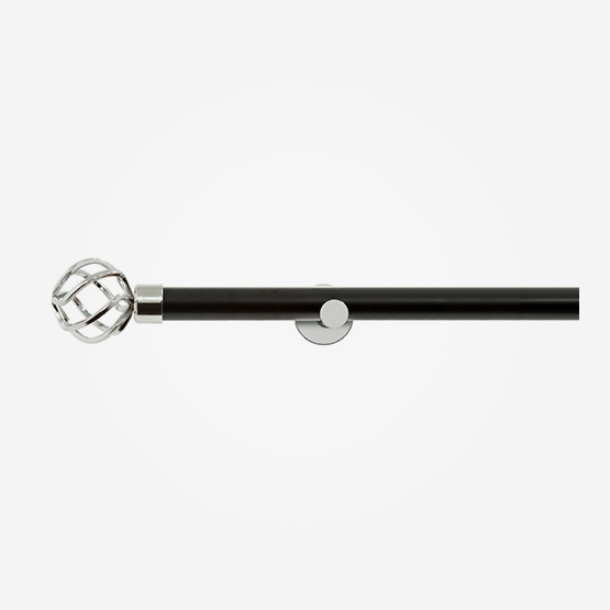 35mm Chateau Classic Matt Black With Chrome Cage Finial Eyelet