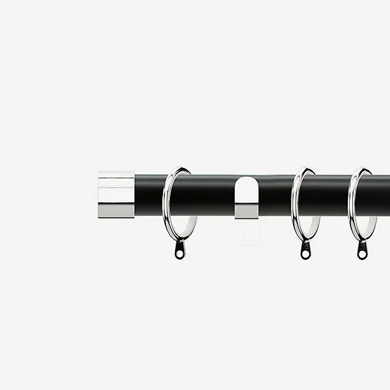 35mm Allure Classic Matt Black With Chrome End Cap Finial pole