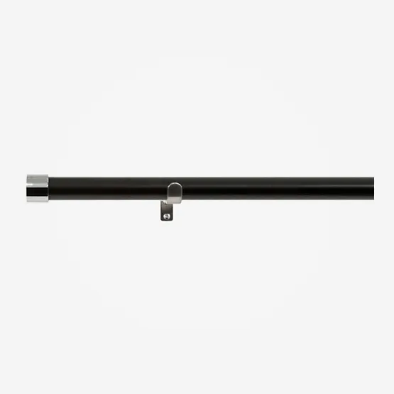 35mm Allure Classic Matt Black With Chrome End Cap Finial Eyelet pole