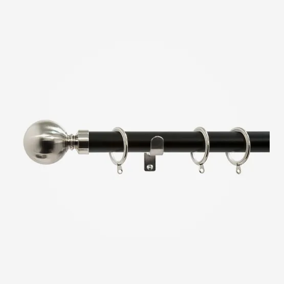 35mm Allure Classic Matt Black With Stainless Steel Ball Finial pole
