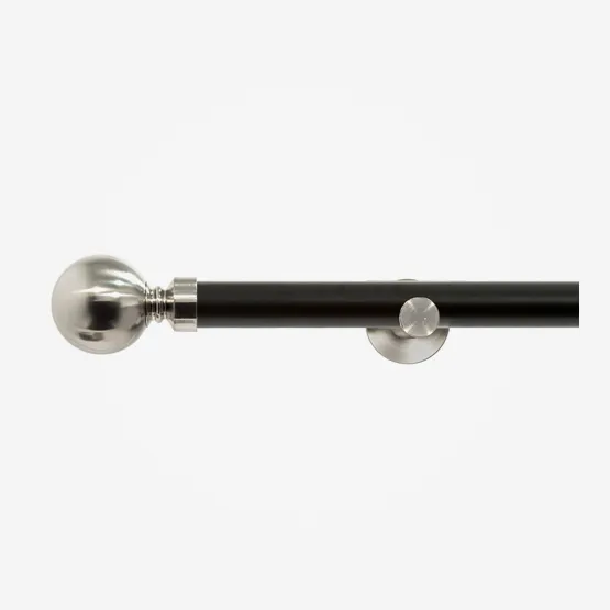35mm Allure Classic Matt Black With Stainless Steel Ball Finial Eyelet pole