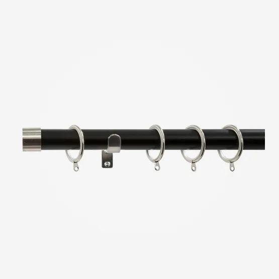 35mm Allure Classic Matt Black With Stainless Steel End Cap Finial pole