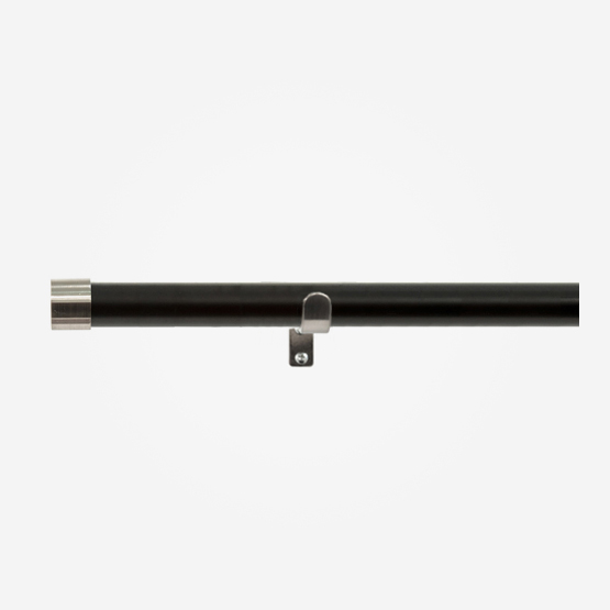 35mm Allure Classic Matt Black With Stainless Steel End Cap Finial Eyelet Curtain Pole