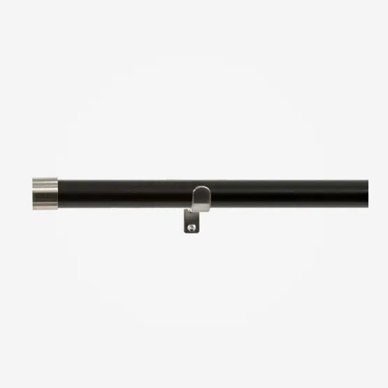 35mm Allure Classic Matt Black With Stainless Steel End Cap Finial Eyelet pole