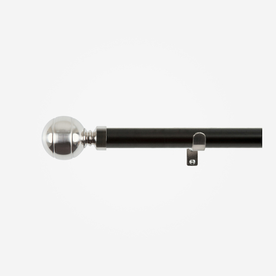 35mm Allure Classic Matt Black With Stainless Steel Ribbed Ball Finial Eyelet