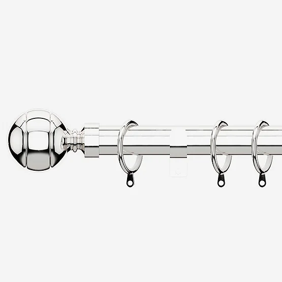 35mm Allure Classic Polished Chrome Ribbed Ball Finial pole