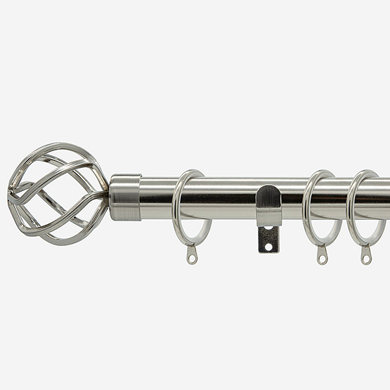 35mm Allure Classic Stainless Steel Cage Finial Curtain Pole