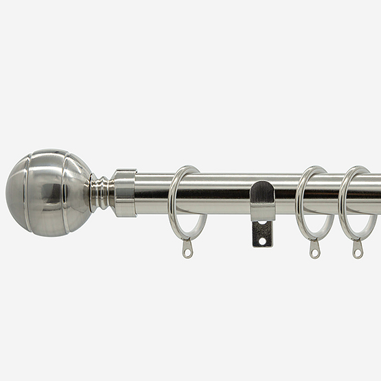 35mm Classic Stainless Steel Ribbed Ball Finial Curtain Pole Curtain Pole