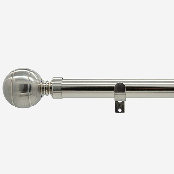 35mm Allure Classic Stainless Steel Ribbed Ball Finial Eyelet Curtain Pole