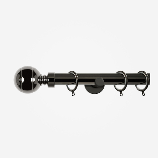 35mm Chateau Signature Black Nickel Ribbed Ball Finial