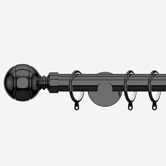 35mm Allure Signature Black Nickel Ribbed Ball Finial Curtain Pole