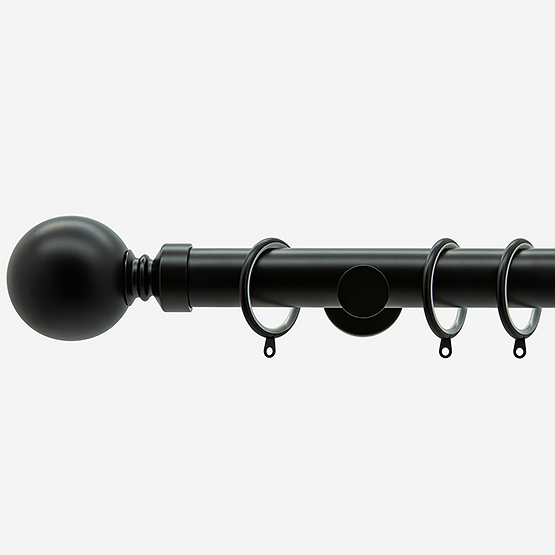 35mm Allure Signature Matt Black Ball Finial Curtain Pole
