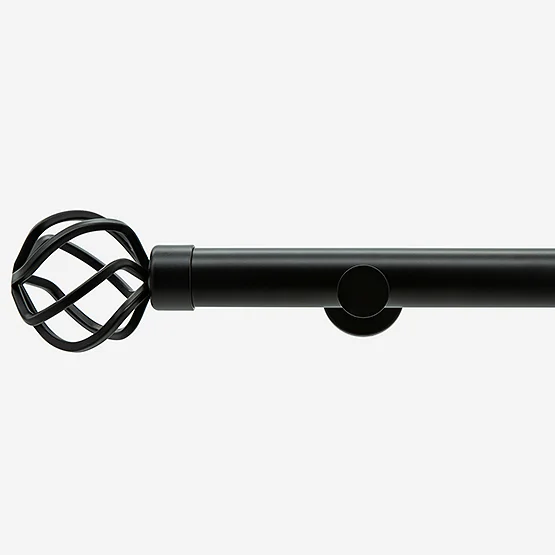 35mm Allure Signature Matt Black Cage Finial Eyelet pole