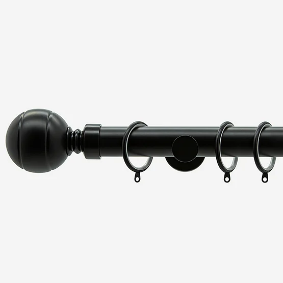 35mm Allure Signature Matt Black Ribbed Ball Finial pole