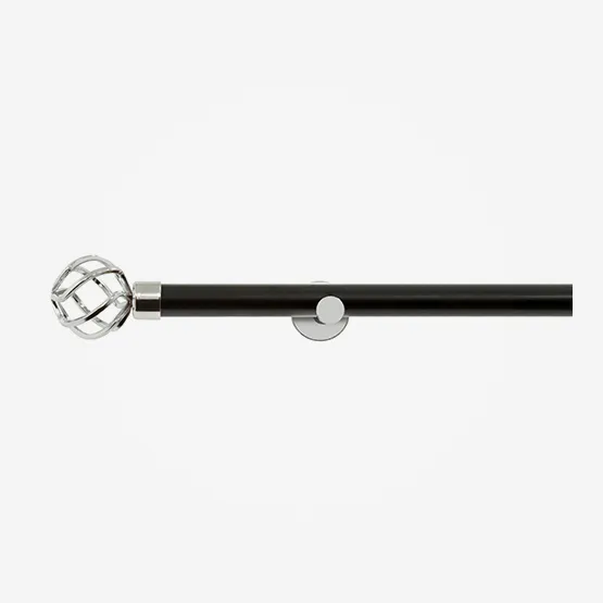 35mm Allure Signature Matt Black With Chrome Cage Finial Eyelet pole