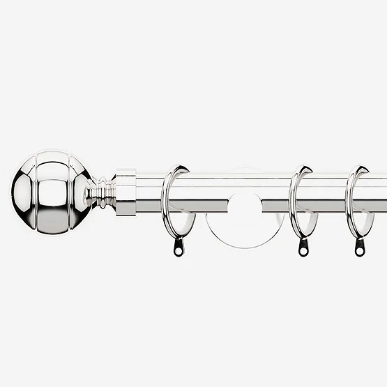 35mm Allure Signature Polished Chrome Ribbed Ball Finial pole